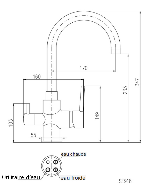 Mitigeur évier SEINA avec séparateur d'eau potable et service clicktofournisseur.com