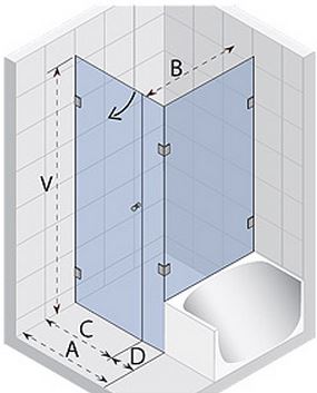 Paroi de douche battante gauche et écran de baignoire RIHO SCANDIC LIFT-MISTRAL M208 90x90x200 cm clicktofournisseur.com