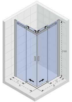 Parois de douche coulissante RIHO BALTIC B207 100x100x210 cm en verre clair clicktofournisseur.com