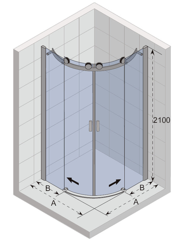 Parois de douche coulissante RIHO BALTIC B309 90x90x210 cm en verre clair clicktofournisseur.com