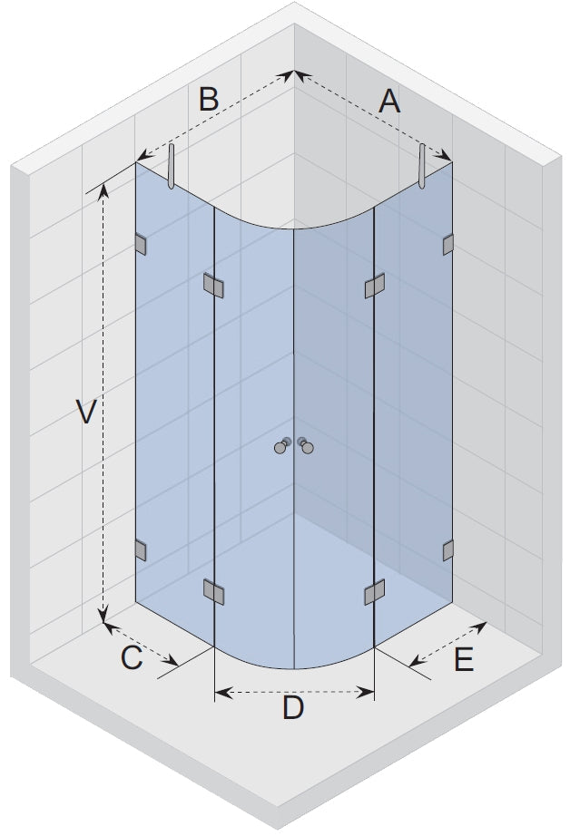 Parois de douche ¼ de rond RIHO SCANDIC LIFT MISTRAL M309 100x100x200 cm en verre clair clicktofournisseur.com