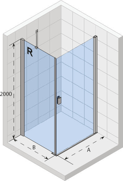 Parois de douche droite RIHO NAUTIC-FJORD COMBI N201 100x100x200 cm en verre clair clicktofournisseur.com