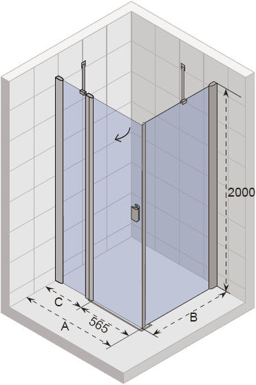 Parois de douche droite universelles RIHO FJORD F206 100x100x200 cm en verre clair clicktofournisseur.com