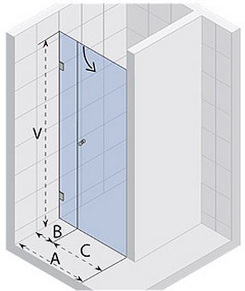 Porte de douche en niche droite universelle RIHO SCANDIC LIFT MISTRAL M102 100x200 cm en verre clair clicktofournisseur.com