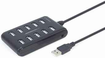 USB centrmezgls Gembird USB 2.0 10-port Black