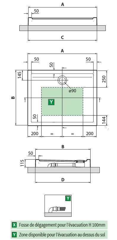 Receveur de douche carré NOVELLINI NEW OLYMPIC 90x90 cm clicktofournisseur.com