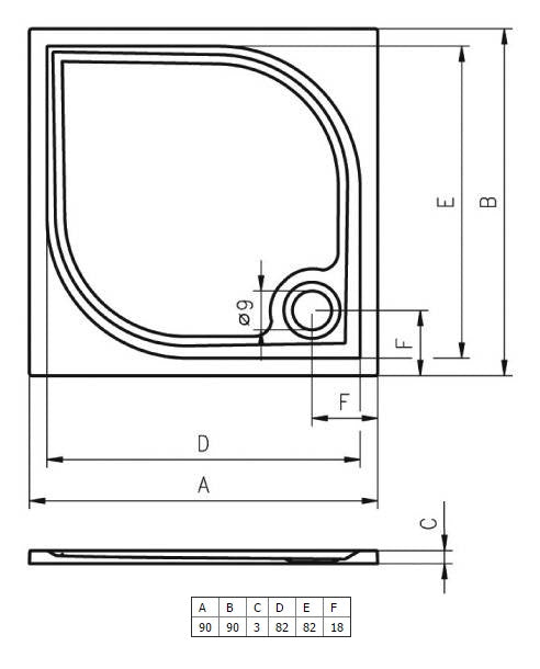 Receveur de douche carré en marbre RIHO KOLPING DB21 90x90x3cm