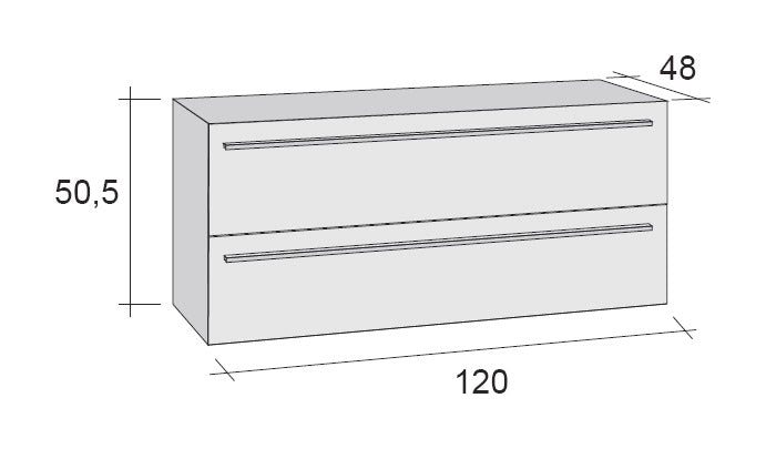 Sous meuble de lavabo RIHO BOLOGNA en bois laqué satiné mat 120x48x H 50,5 cm