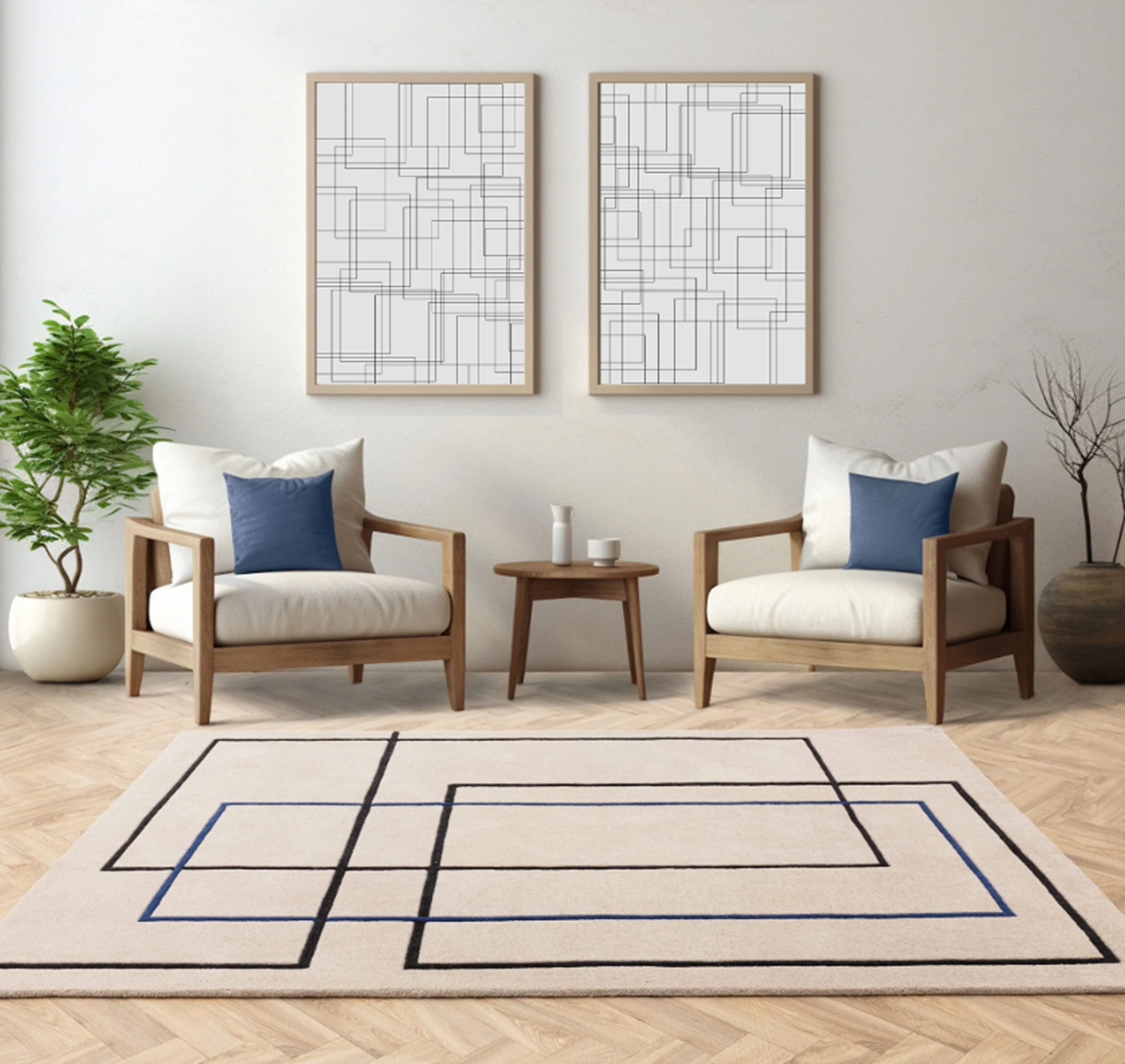 Tapis tufté main en laine CONTOUR