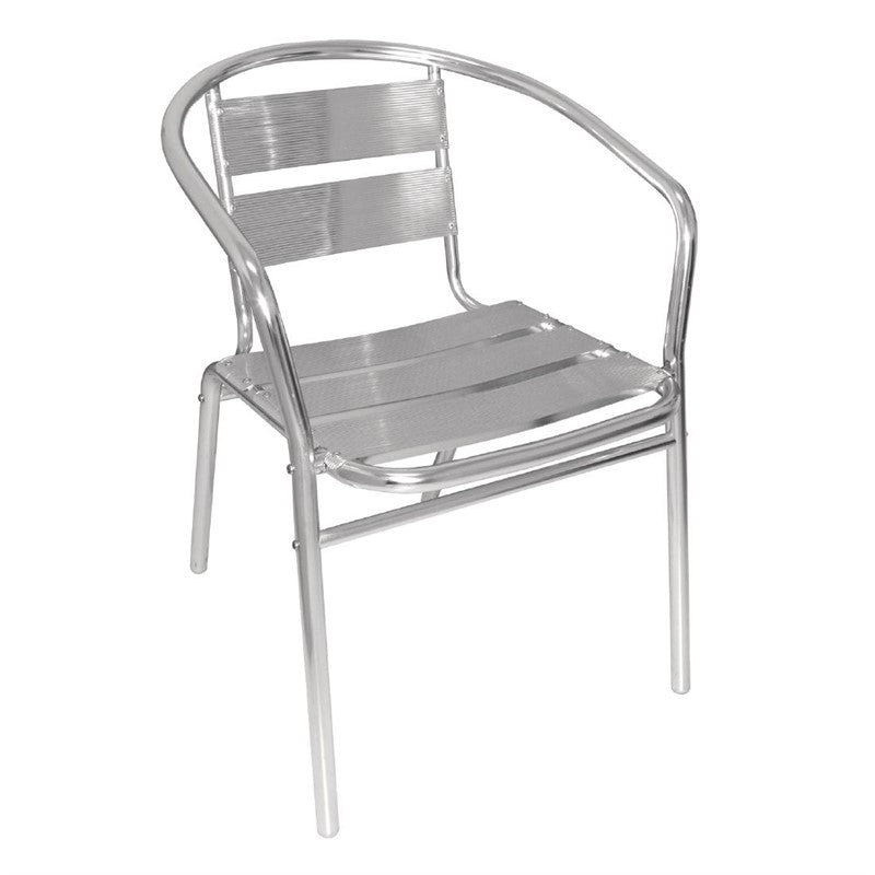 LOT DE 4 CHAISES BISTRO FRÊNE ET ALUMINIUM