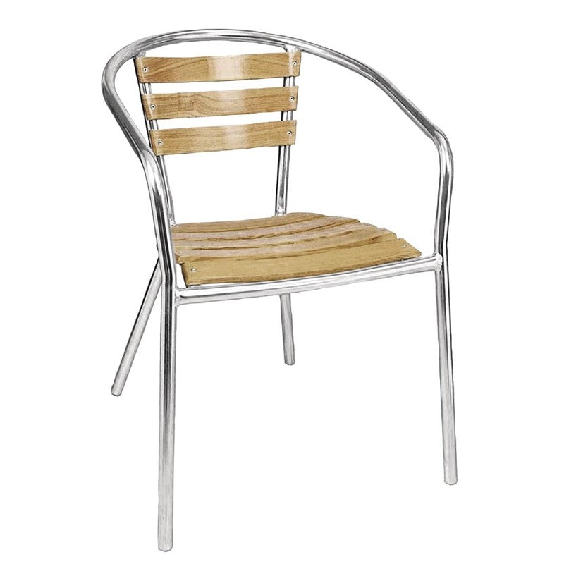 LOT DE 4 FAUTEUILS EN FRÊNE ET ALUMINIUM 730MM