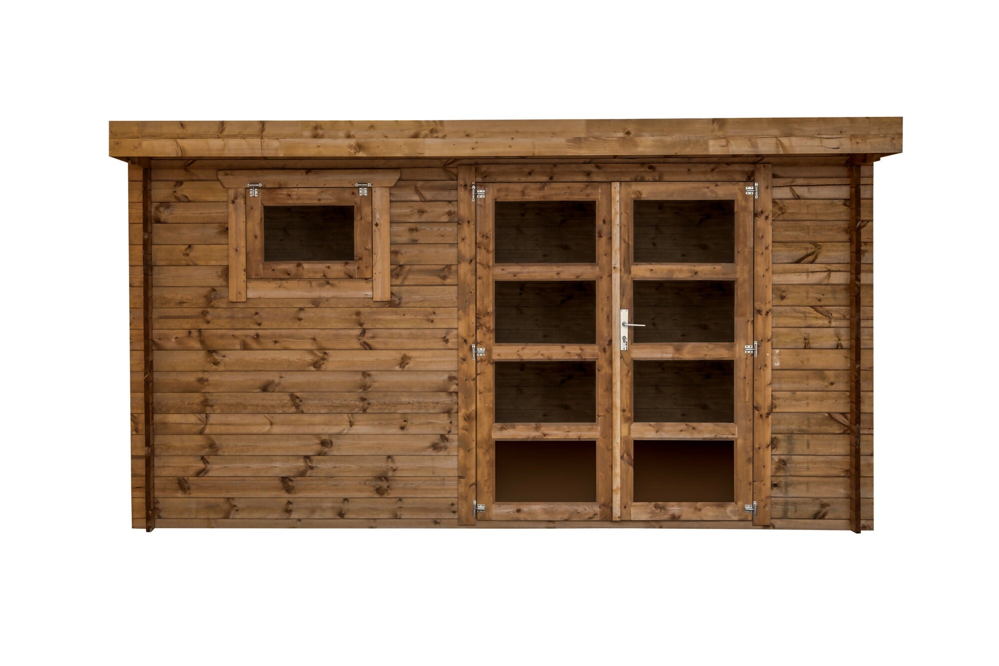 Garden shed in autoclave-treated wood, useful surface area 9.9m², 388 X 298 X 235cm, 28mm, INT042/ INEKSA