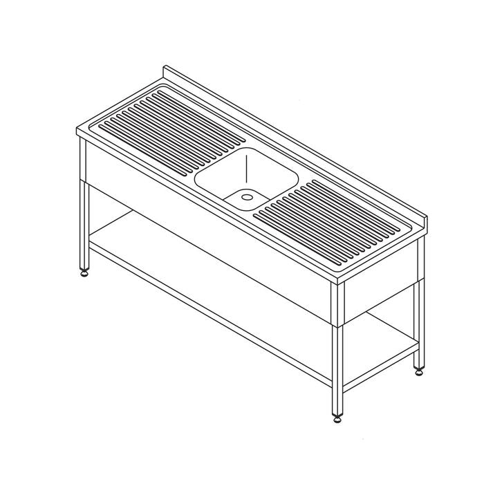 Geschirrspüler – 140 x 70 cm – mit Spüle und Rückwand – inkl. Ablagefach