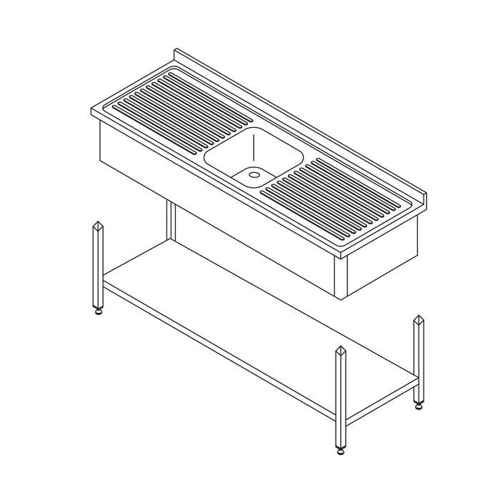 Geschirrspüler – 120 x 60 cm – mit Spüle und Rückwand – inkl. Ablagefach