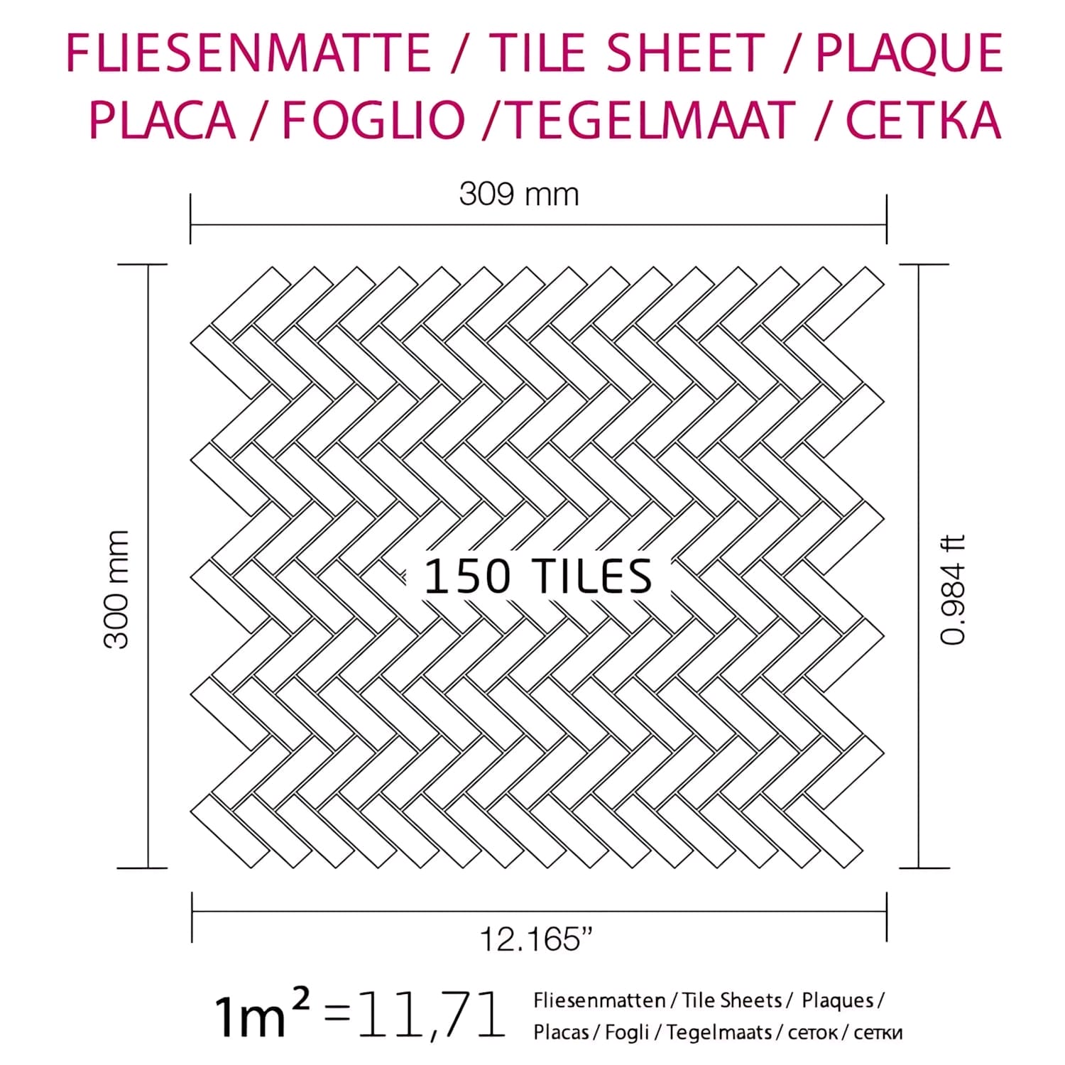 Mosaïque métal massif Carrelage Acier inoxydable matt gris Grosseur 1,6mm ALLOY Herringbone-S-S-MA 0,94 m2 - clicktofournisseur.com