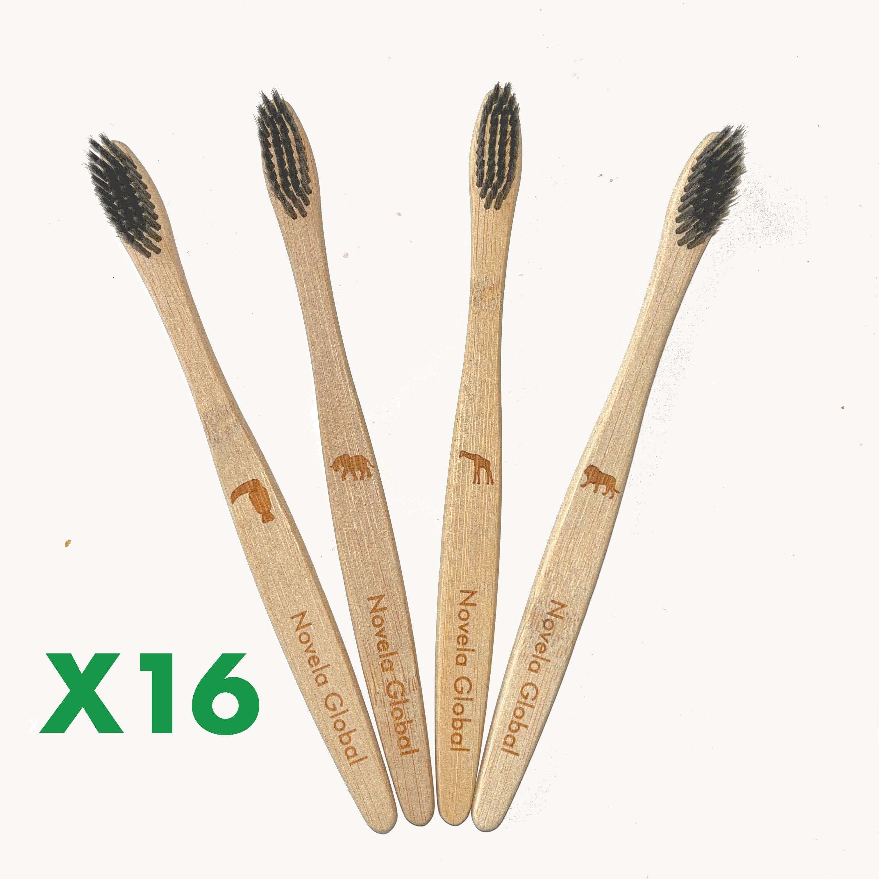 Brosses à dents Jungle en bambou naturel poils souples | Novela