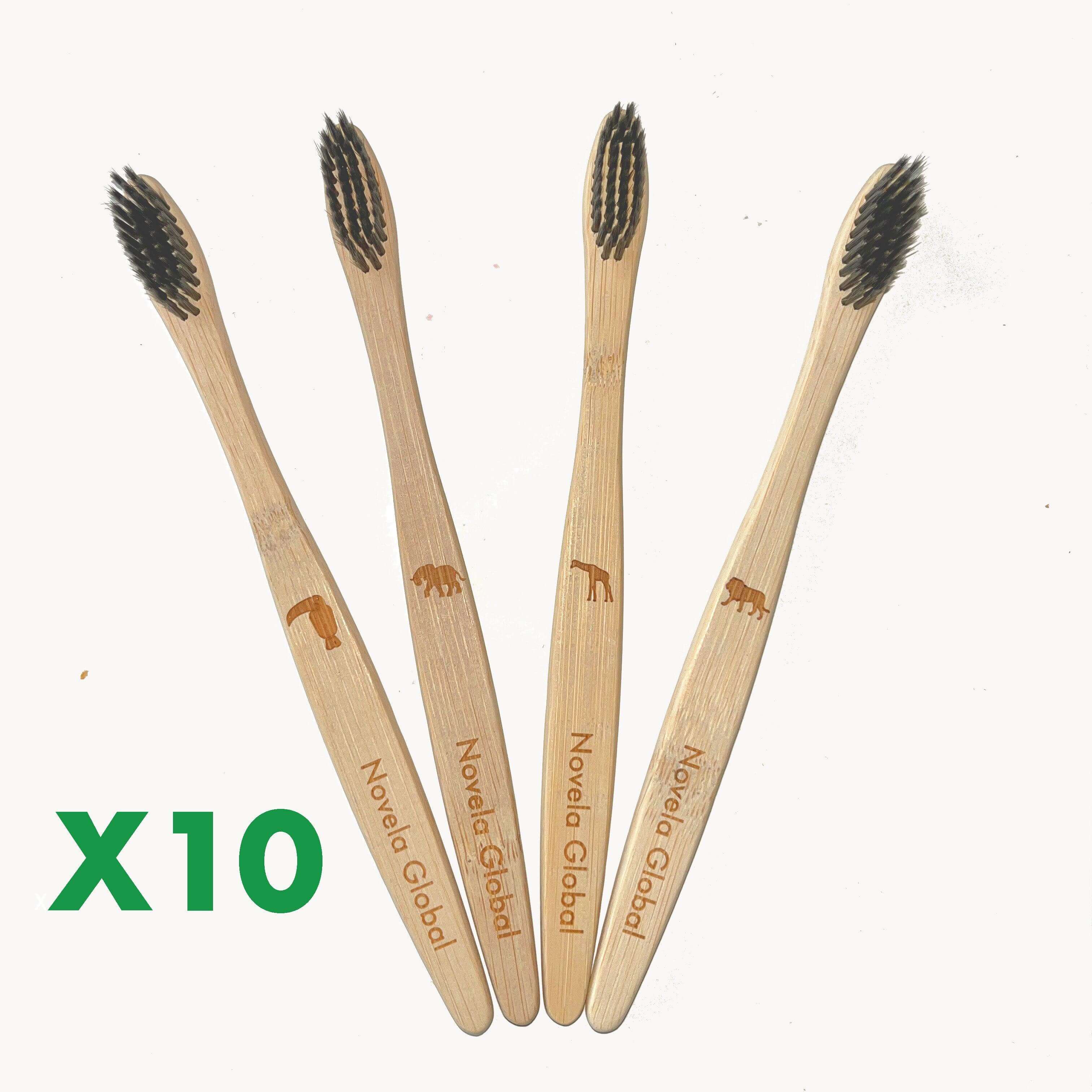 Brosses à dents Jungle en bambou naturel poils souples | Novela