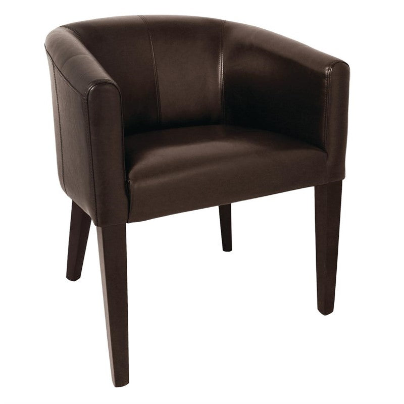 DARK BROWN FAUX LEATHER ARMCHAIR