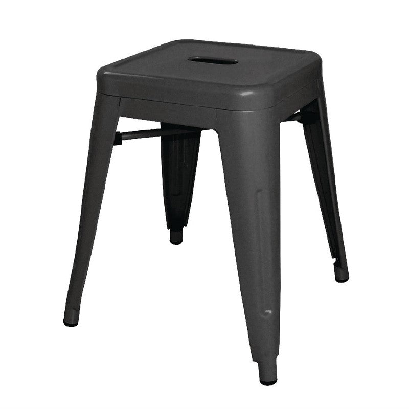 LOT DE 4 TABOURETS BISTRO BAS EN ACIER NOIR