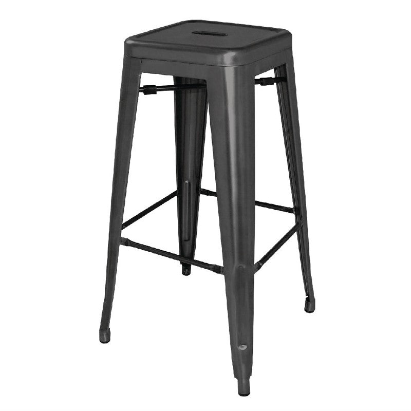 LOT DE 4 TABOURETS HAUTS EN ACIER GALVANISÉ BISTRO NOIRS