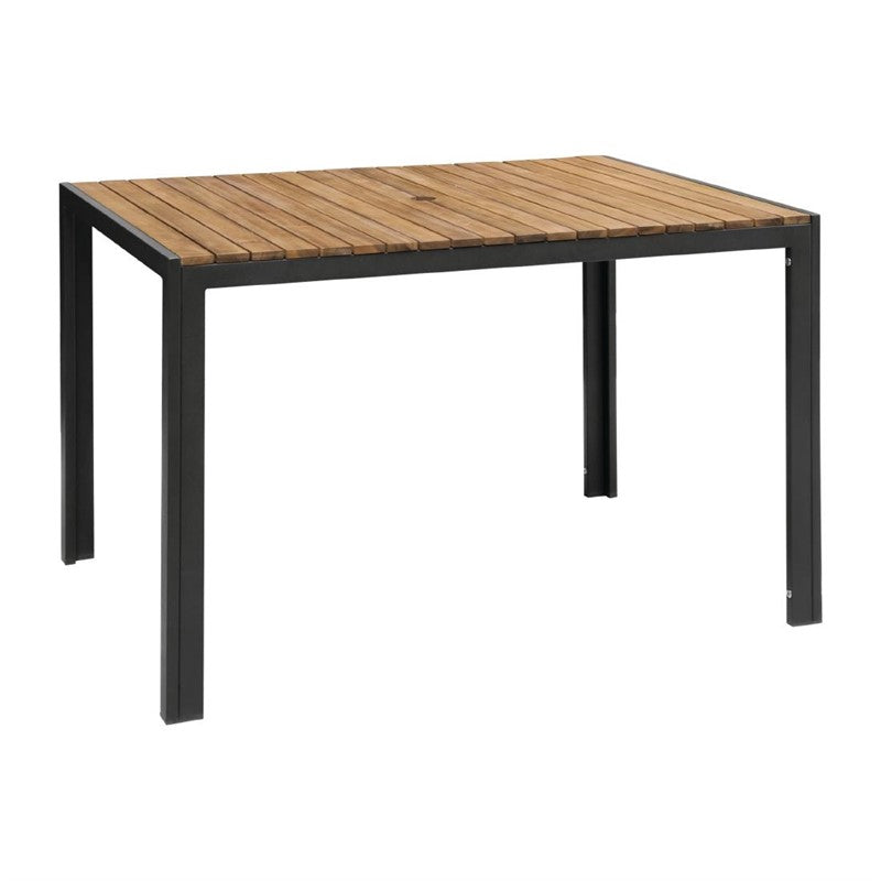 TABLE RECTANGULAIRE EN ACIER ET ACACIA 120 CM