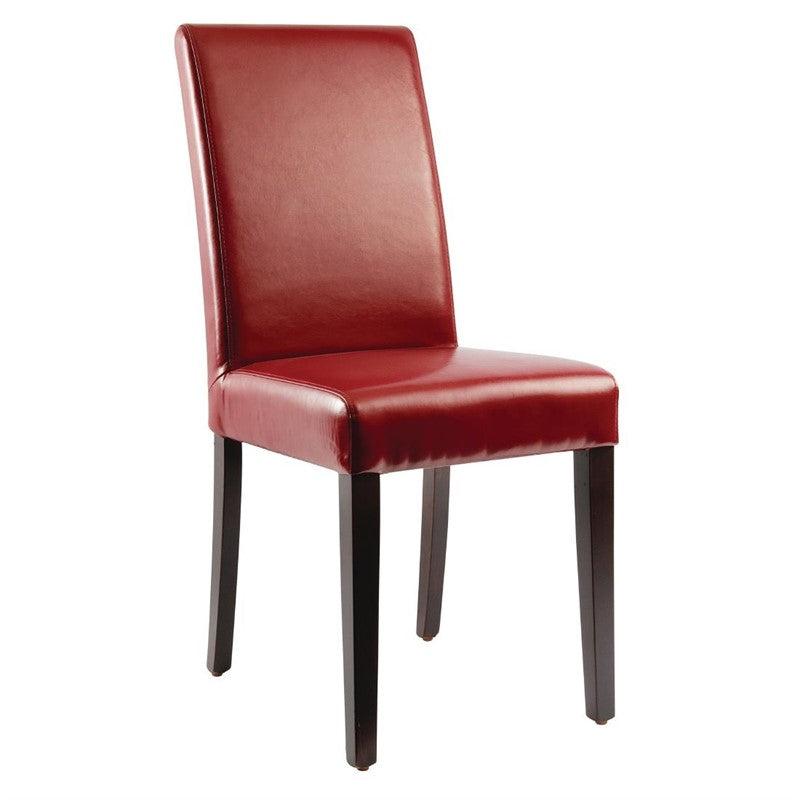 SET OF 2 RED FAUX LEATHER CHAIRS