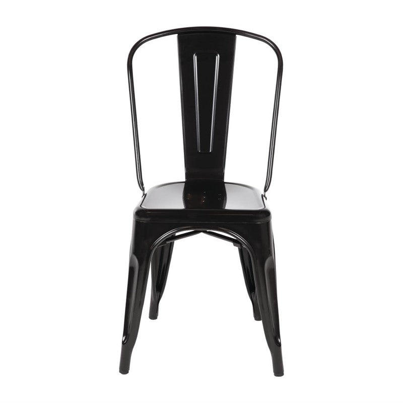 LOT DE 4 CHAISES BISTRO EN ACIER NOIR