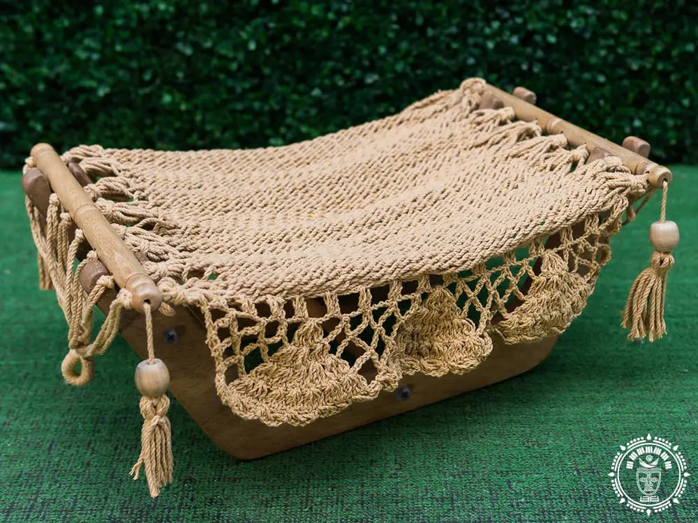 Taupe cat hammock + wooden support - 0