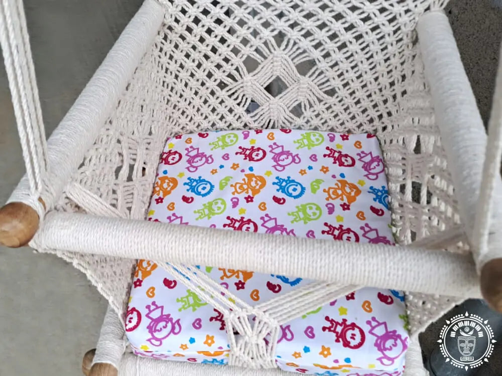 Ecru macramé baby hammock