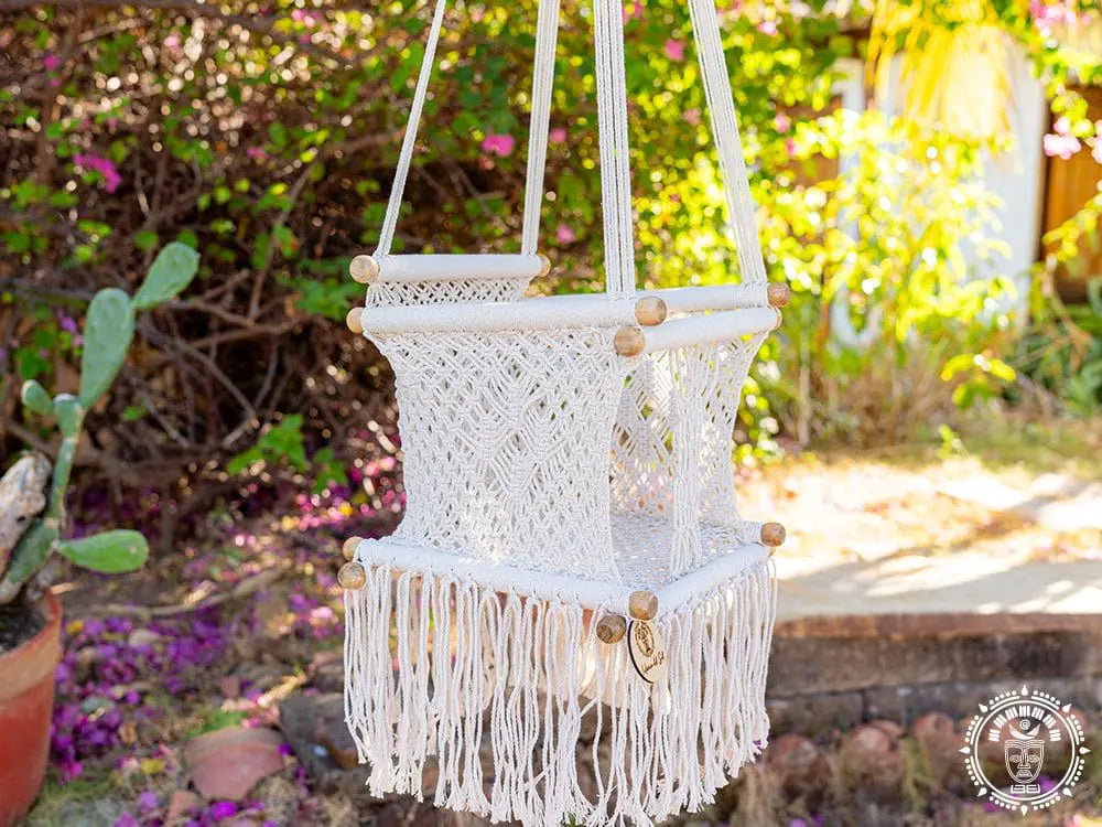 Ecru macramé baby hammock