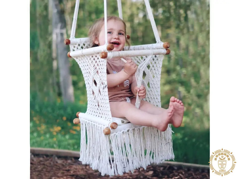 Ecru macramé baby hammock