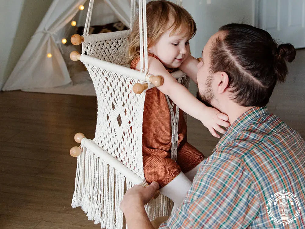 Ecru macramé baby hammock