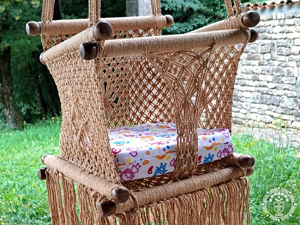 Hamac bébé macramé taupe