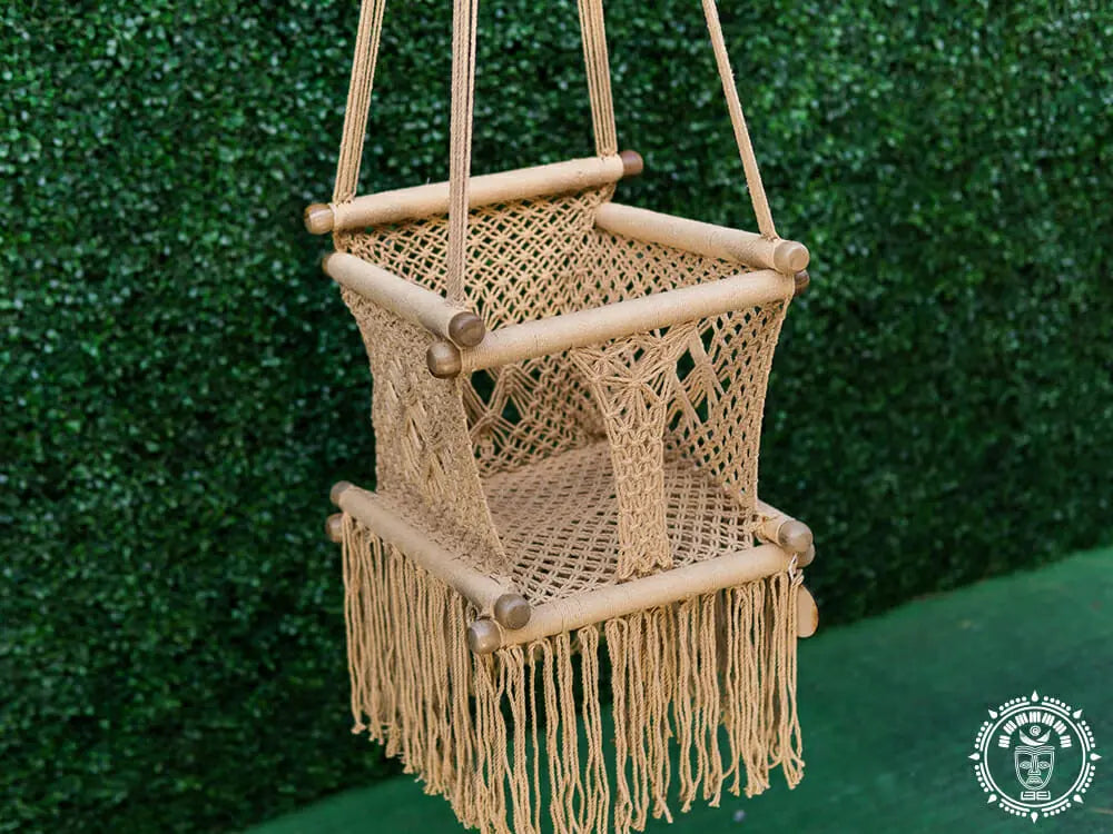 Taupe macramé baby hammock