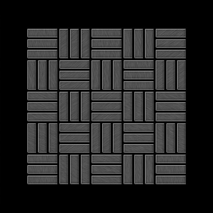 Mosaïque métal massif Carrelage Titane brossé Smoke gris foncé Grosseur 1,6mm ALLOY Basketweave-Ti-SB 0,82 m2 - 0