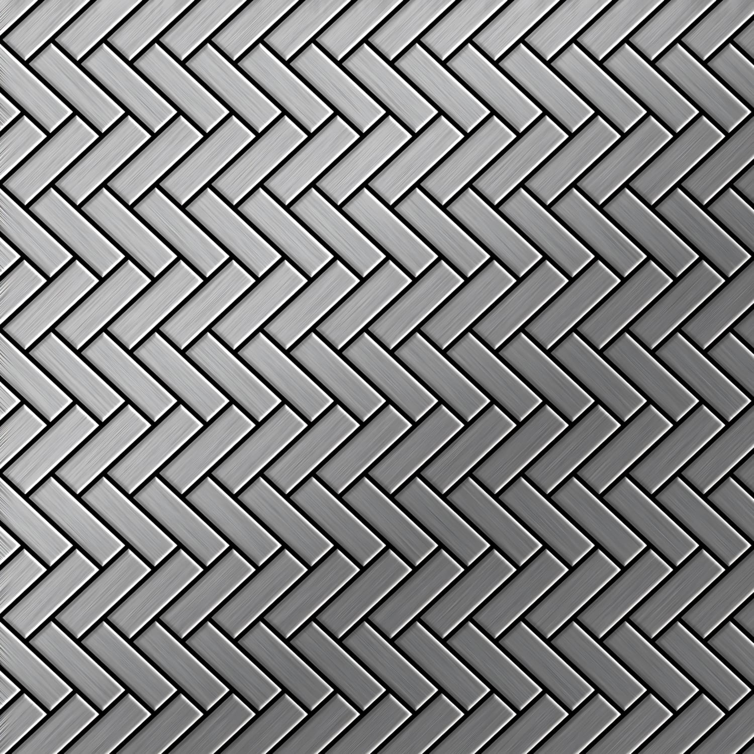 Mosaïque métal massif Carrelage Acier inoxydable matt gris Grosseur 1,6mm ALLOY Herringbone-S-S-MA 0,94 m2 - clicktofournisseur.com