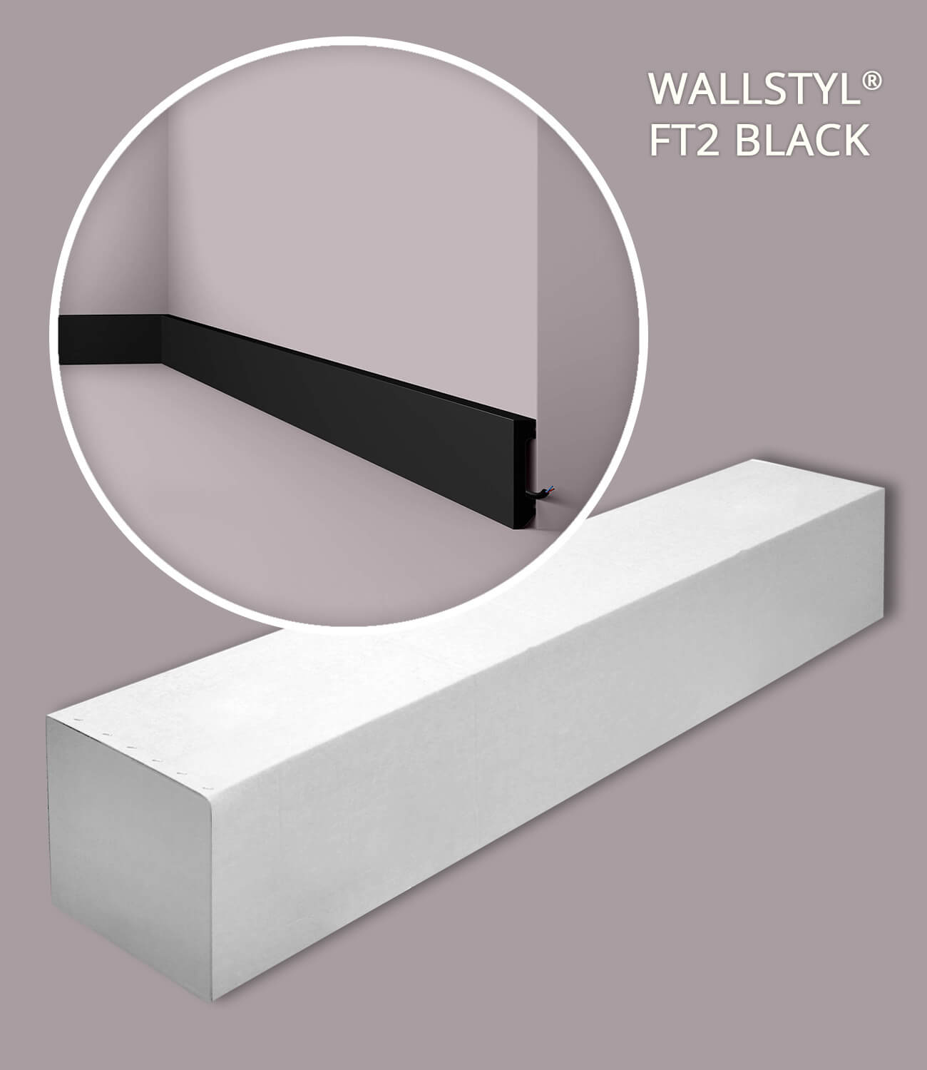 NMC FT2 BLACK-box WALLSTYL Noel Marquet 1 carton 17 pièces Plinthe Moulure frise design moderne noir | 34 m