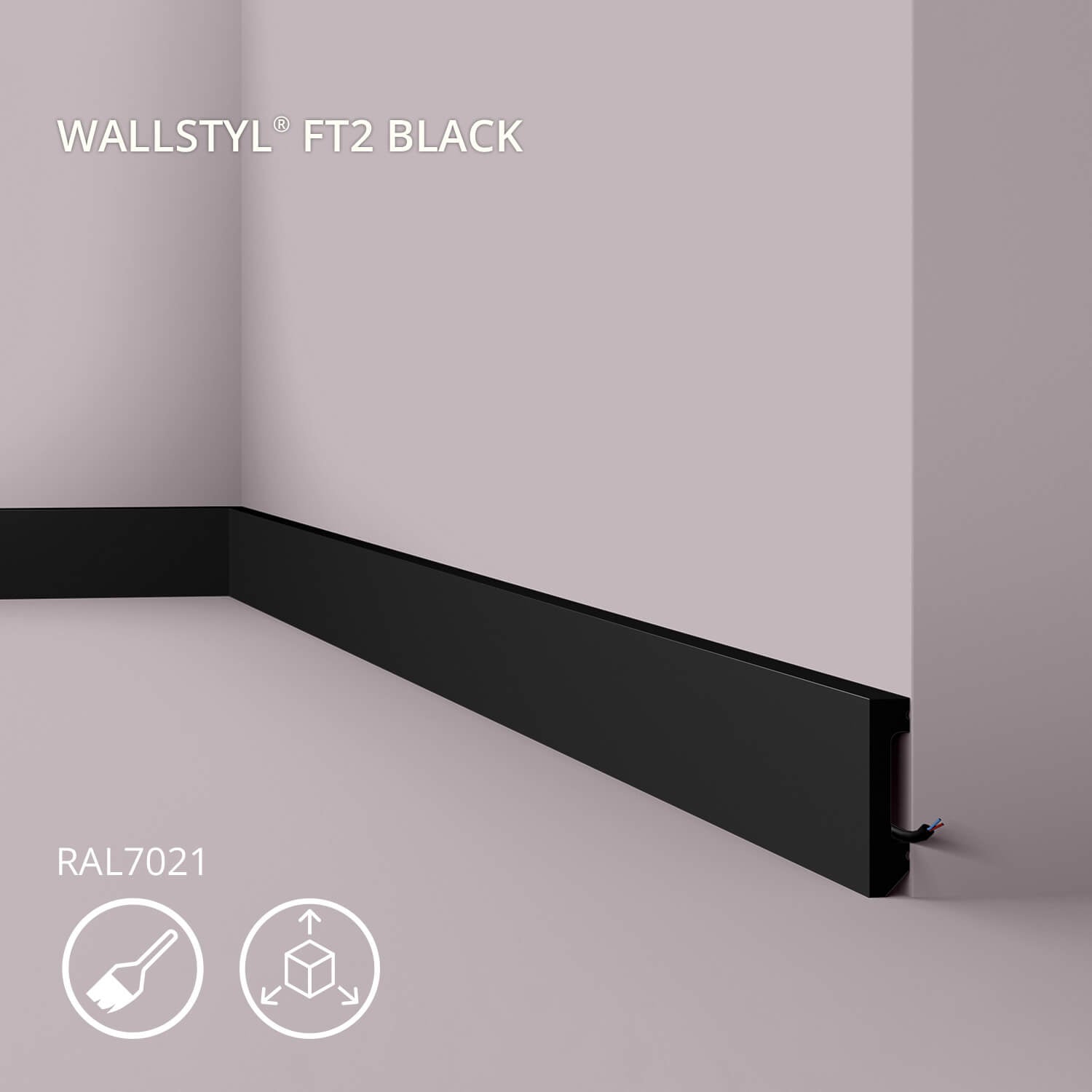 NMC FT2 BLACK-box WALLSTYL Noel Marquet 1 carton 17 pièces Plinthe Moulure frise design moderne noir | 34 m - 0