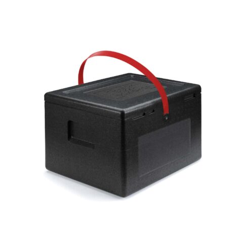 Pizza Boxshop container in black with red handle for pizza delivery 36L