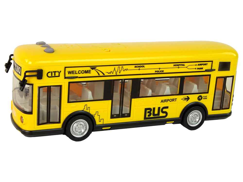 Yellow City Bus With Friction Drive 1:18