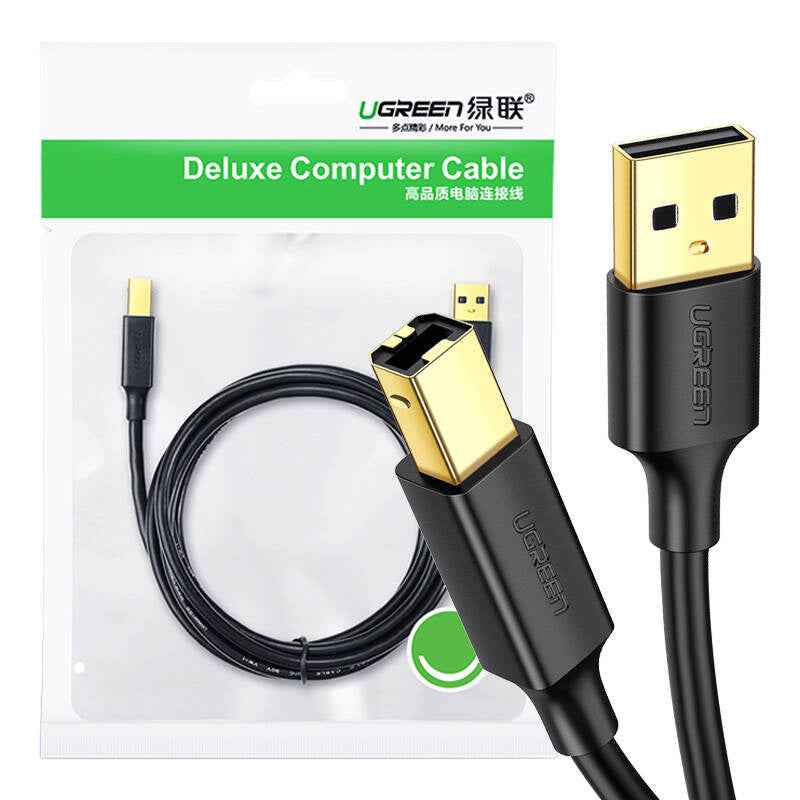 UGREEN US135 USB 2.0 AM to BM Print Cable, gold plated, 3m (black)