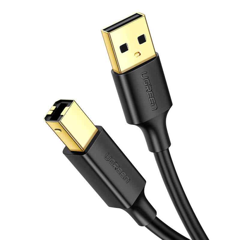 UGREEN US135 USB 2.0 AM to BM Print Cable, gold plated, 3m (black)