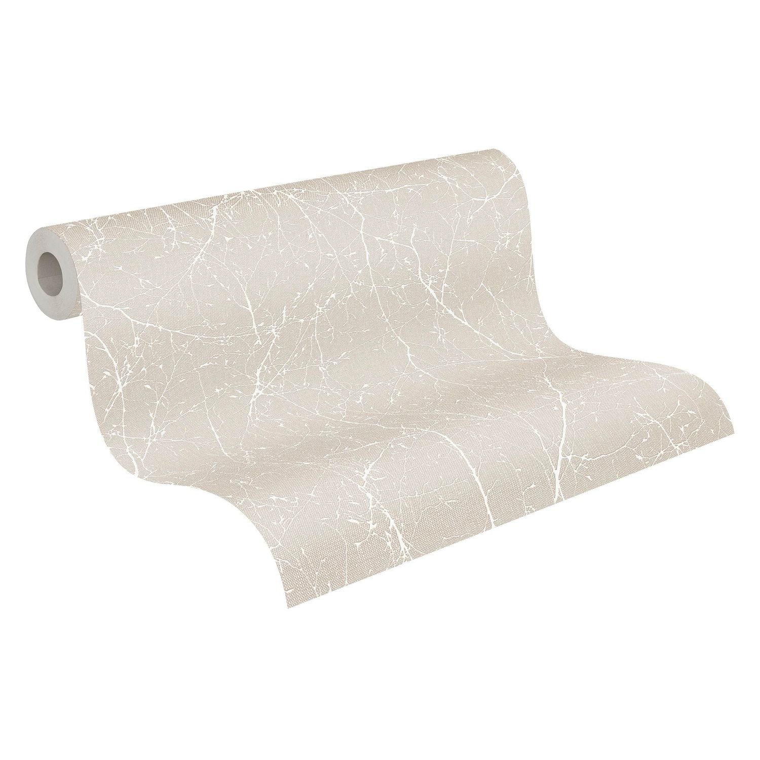 Papier peint nature Profhome 305074-GU papier peint intissé légèrement texturé avec un dessin nature et des accents métalliques crème blanc-perlé 5,33 m2 - 0