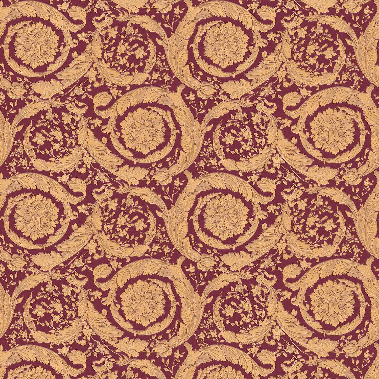 Exclusive luxury wallpaper Profhome 366927-GU textured non-woven wallpaper with shiny ornaments red gold brown 7.035 m2