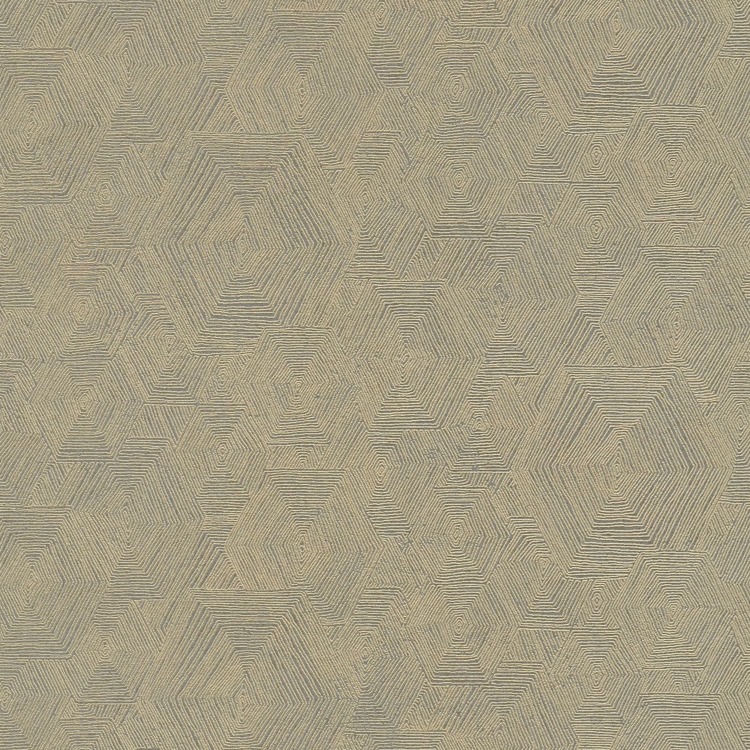 Papier peint à motifs graphiques Profhome 386983-GU papier peint intissé légèrement texturé avec un dessin graphique brillant or beige-gris bronze beige brun 5,33 m2