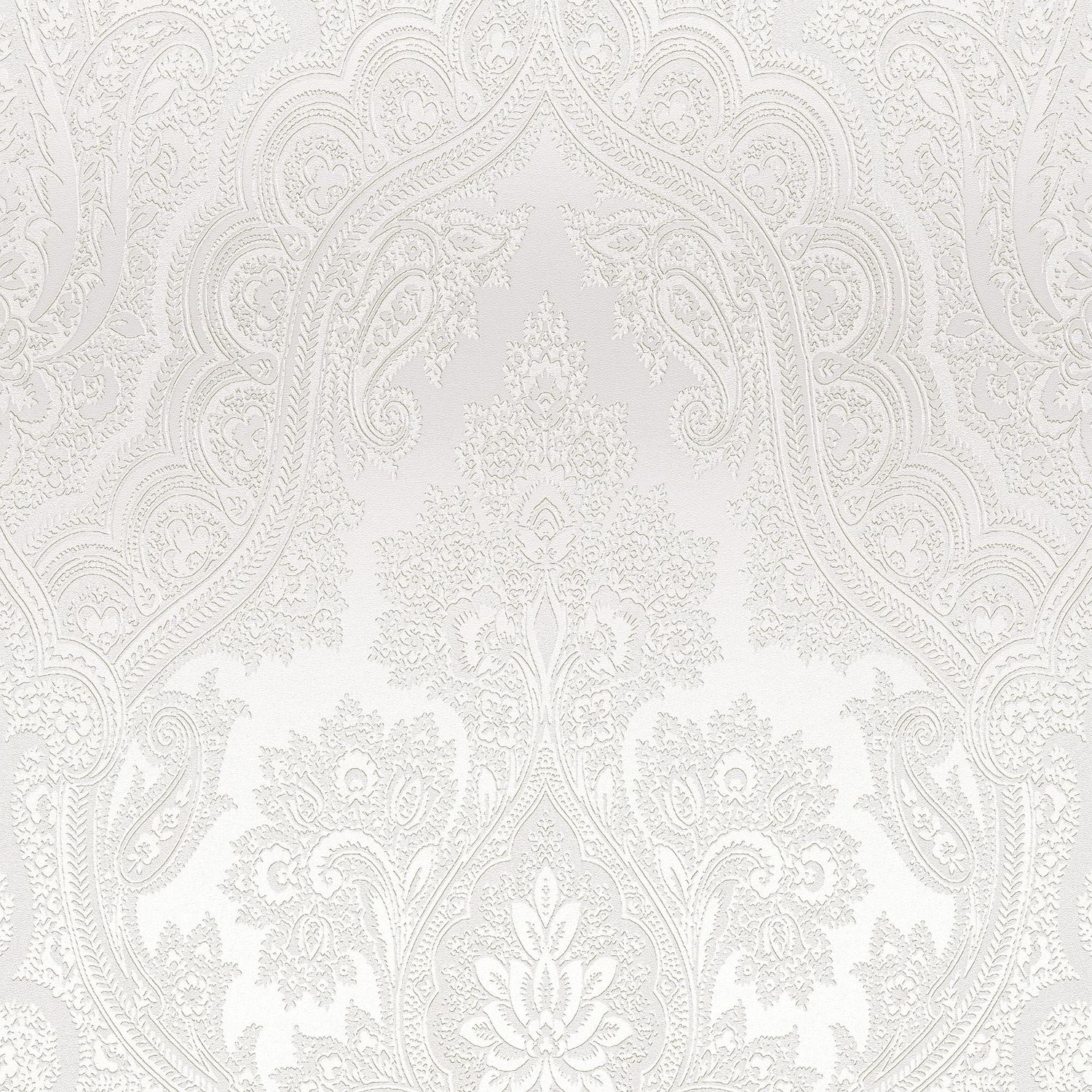 Papier peint baroque Profhome 387084-GU papier peint intissé gaufré à chaud lisse au style baroque scintillant gris gris-clair-nacré 5,33 m2