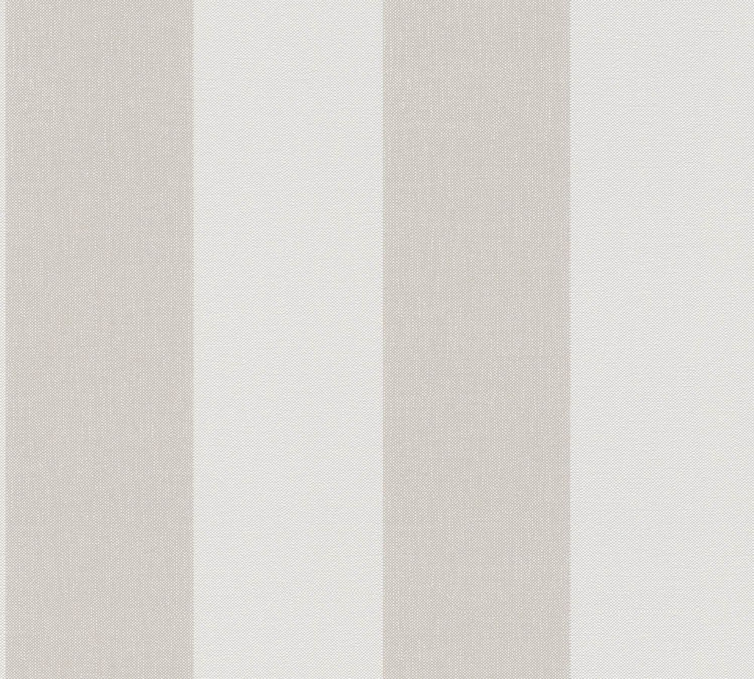 Papier peint à rayures Profhome 948342-GU papier peint intissé gaufré à chaud légèrement texturé avec des rayures mat crème beige blanc papyrus 5,33 m2