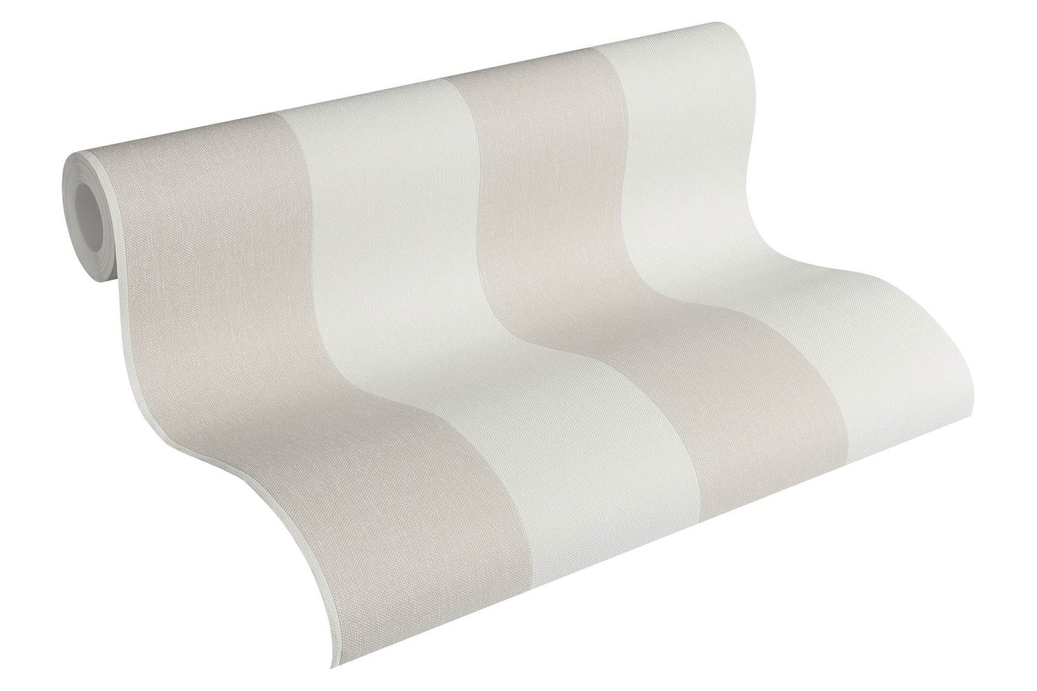 Papier peint à rayures Profhome 948342-GU papier peint intissé gaufré à chaud légèrement texturé avec des rayures mat crème beige blanc papyrus 5,33 m2 - 0