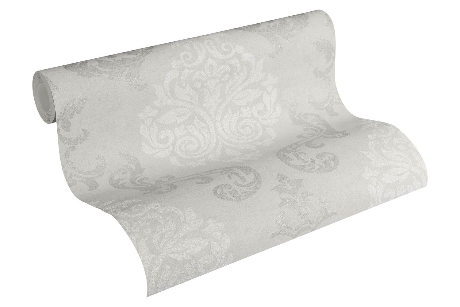 Papier peint baroque Profhome 953721-GU papier peint intissé légèrement texturé au style baroque satiné gris blanc gris argent 5,33 m2 - 0