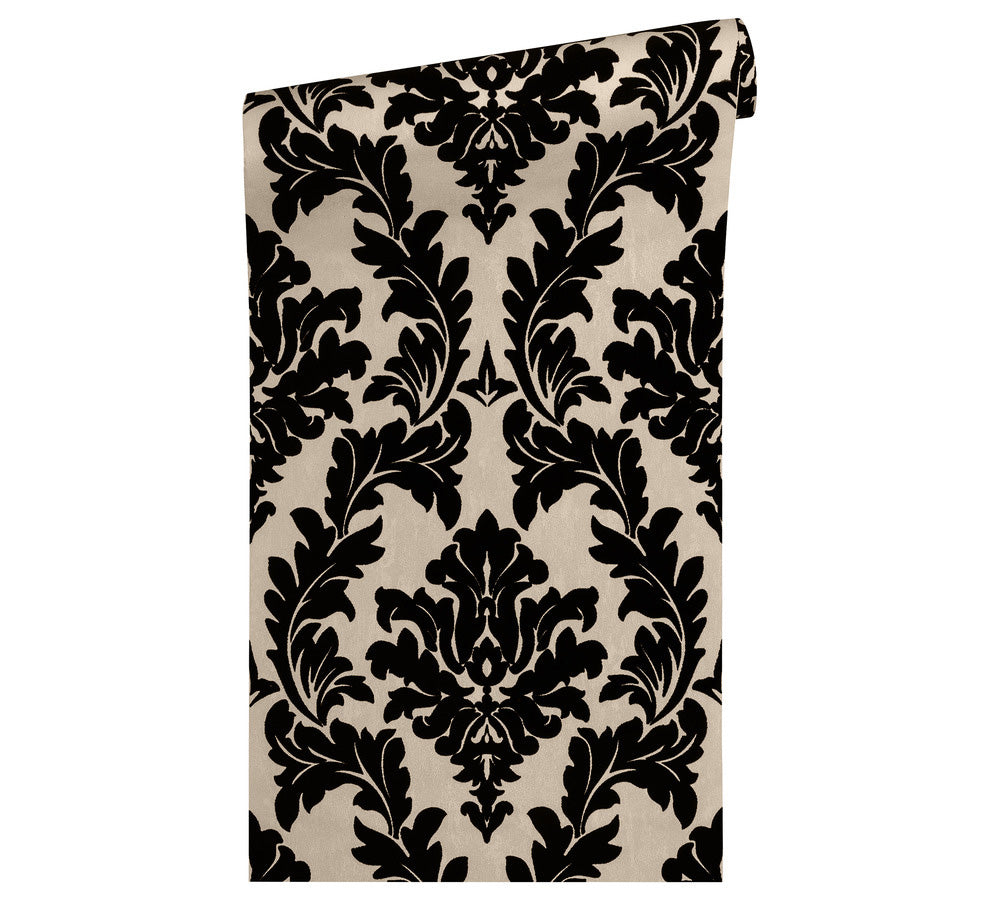 Baroque wallpaper Profhome 335804-GU lightly textured non-woven wallpaper in baroque style matt gold black 5.22 m2 - 0